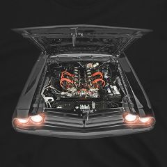 American Muscle Car Challenger 1971 Engine View T-Shirt – Classic Power & Style