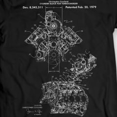 Cylinderblock För Turbo Patent Ritning T-Shirt